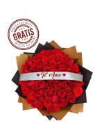 RAMO BUCHÓN TE AMO 50 ROSAS + ¡GRATIS 50 ROSAS!