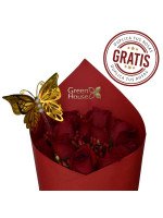 RAMO RUBÍ MARIPOSA 12 ROSAS + ¡GRATIS 12 ROSAS!