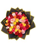 RAMO BUCHÓN (50 ROSAS COLORIDAS)
