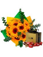 RAMO 12 GIRASOLES + ¡GRATIS! BOX SORINI (10 UNIDADES)