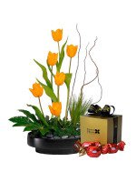 IKEBANA TULIPANES + ¡GRATIS! BOX SORINI (10 UNIDADES)