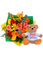 RAMO PRIMAVERAL ESPECIAL + ¡GRATIS! OSITO TEDDY FELIZ DÍA PERSONALIZABLE