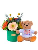 AMAZONIA GERBERAS + ¡GRATIS! OSITO TEDDY FELIZ DÍA PERSONALIZABLE