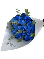 RAMO GLAM SILVER 12 ROSAS AZULES