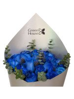 RAMO GLAM SILVER 12 ROSAS AZULES