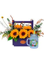 JARDINERA GIRASOLES + ¡GRATIS! MUG TROPICAL PERSONALIZABLE