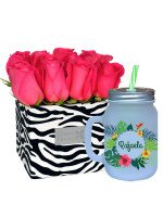 ZEBRA (12 ROSAS) + ¡GRATIS! MUG TROPICAL PERSONALIZABLE