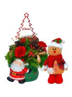 ARREGLO SANTA CLAUS (PERSONALIZABLE) + ¡GRATIS! MUÑECO GALLETA DE JENGIBRE