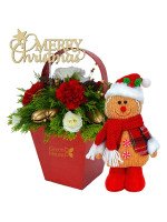 CESTA MERRY CHRISTMAS + ¡GRATIS! MUÑECO GALLETA DE JENGIBRE