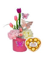 TULIPANES Y MARIPOSAS + ¡GRATIS! BOMBONES FERRERO ROCHER CORAZÓN