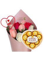 RAMO PINK I LOVE YOU + ¡GRATIS! BOMBONES FERRERO ROCHER CORAZÓN