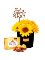 GLAM GIRASOLES FELIZ DÍA + ¡GRATIS! BOMBONES FERRERO ROCHER