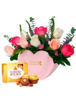 CARTERA ROSAS CORAZÓN (ROSADA) + ¡GRATIS! BOMBONES FERRERO ROCHER