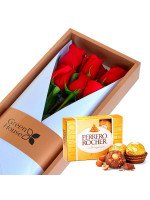 CAJA GLAM GOLD 6 ROSAS + ¡GRATIS! BOMBONES FERRERO ROCHER