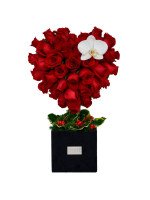 CORAZON DE ROSAS Y ORQUÍDEA