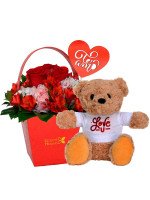 CESTA TE AMO (ROJA) + ¡GRATIS! PELUCHE TEDDY LOVE YOU