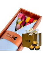 CAJA GLAM GOLD 10 TULIPANES + ¡GRATIS! BOX FERRERO ROCHER