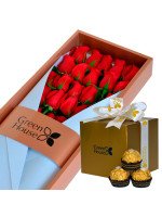 CAJA GLAM GOLD 24 ROSAS + ¡GRATIS! BOX FERRERO ROCHER