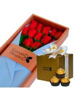 CAJA GLAM GOLD 12 ROSAS + ¡GRATIS! BOX FERRERO ROCHER